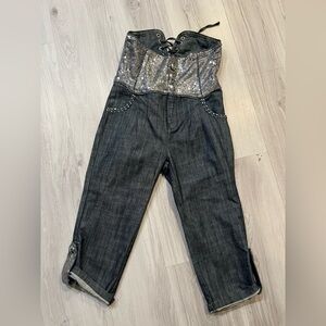 Sequin‎ Denim Overalls